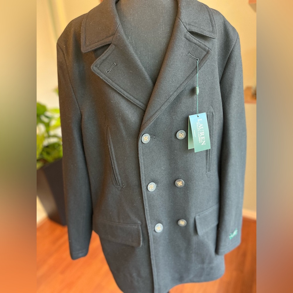 NWT 44L Ralph Lauren Wool Blend Pea Coat MSRP $350